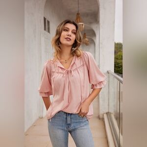 NWT - Lyocell Frieeah Pink Boxy Pullover Top - Size L